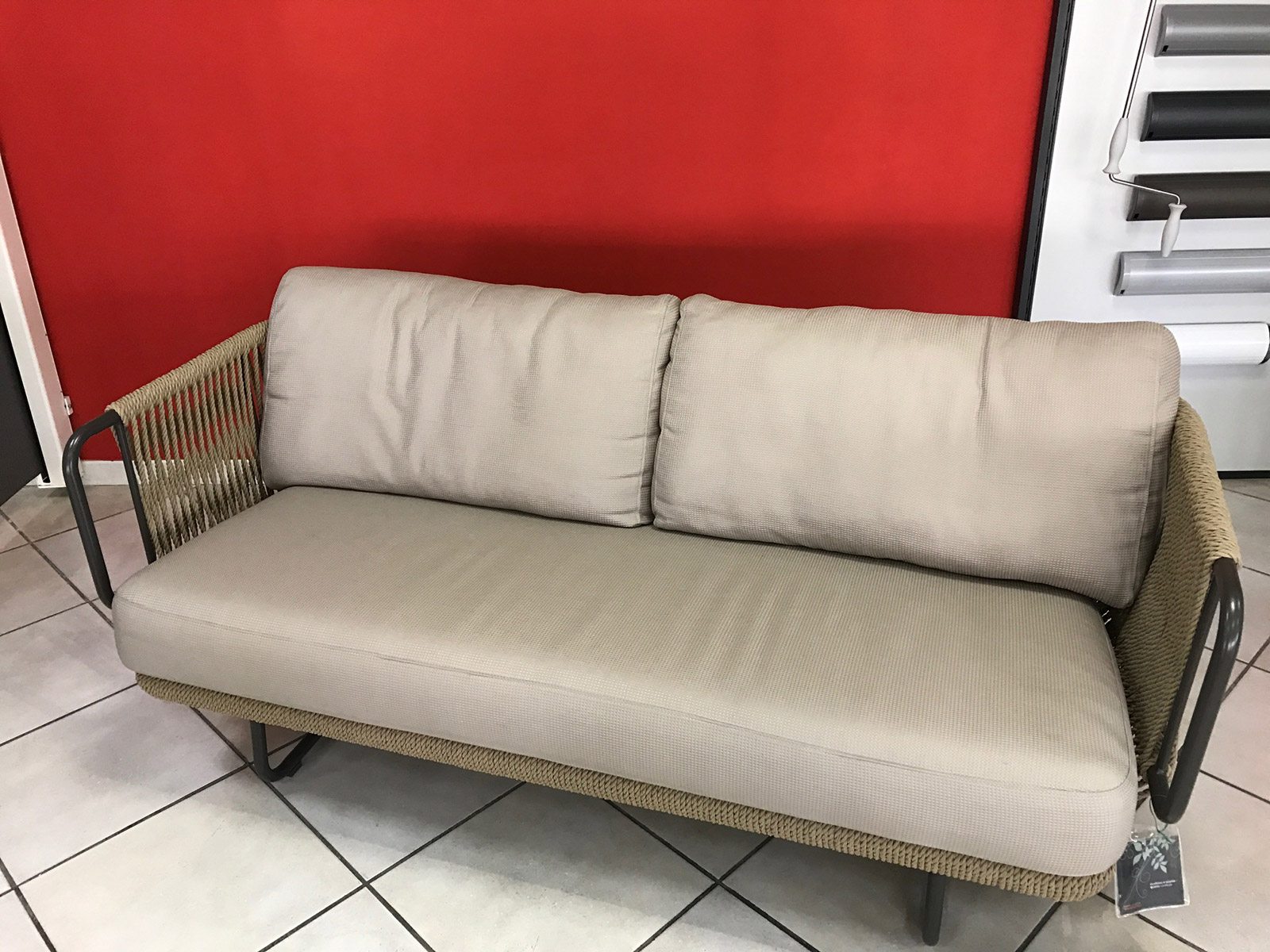 Divano Varaschin mod. Babylon in alluminio verniciato e corda in fibra sintetica 2 posti cm 185x75x88 napoli